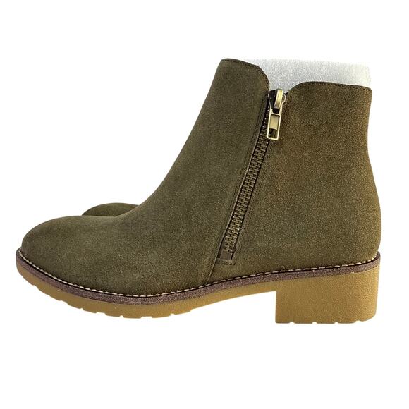 VANELi Ankle Boots Hadia Womens 7.5 Suede Khaki Nival Double Side Zip 311539 - Picture 4 of 12